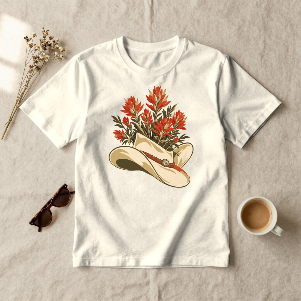 Wildflower Cowboy Hat - styled flat lay · ivory