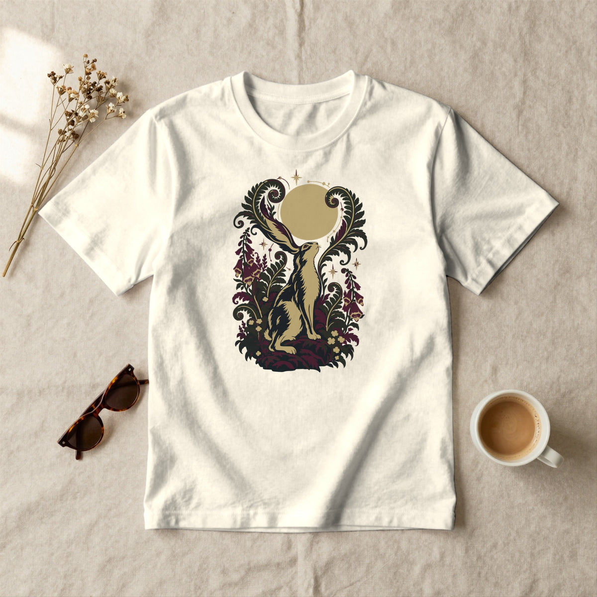 Moon-Gazing Hare - styled flat lay · ivory