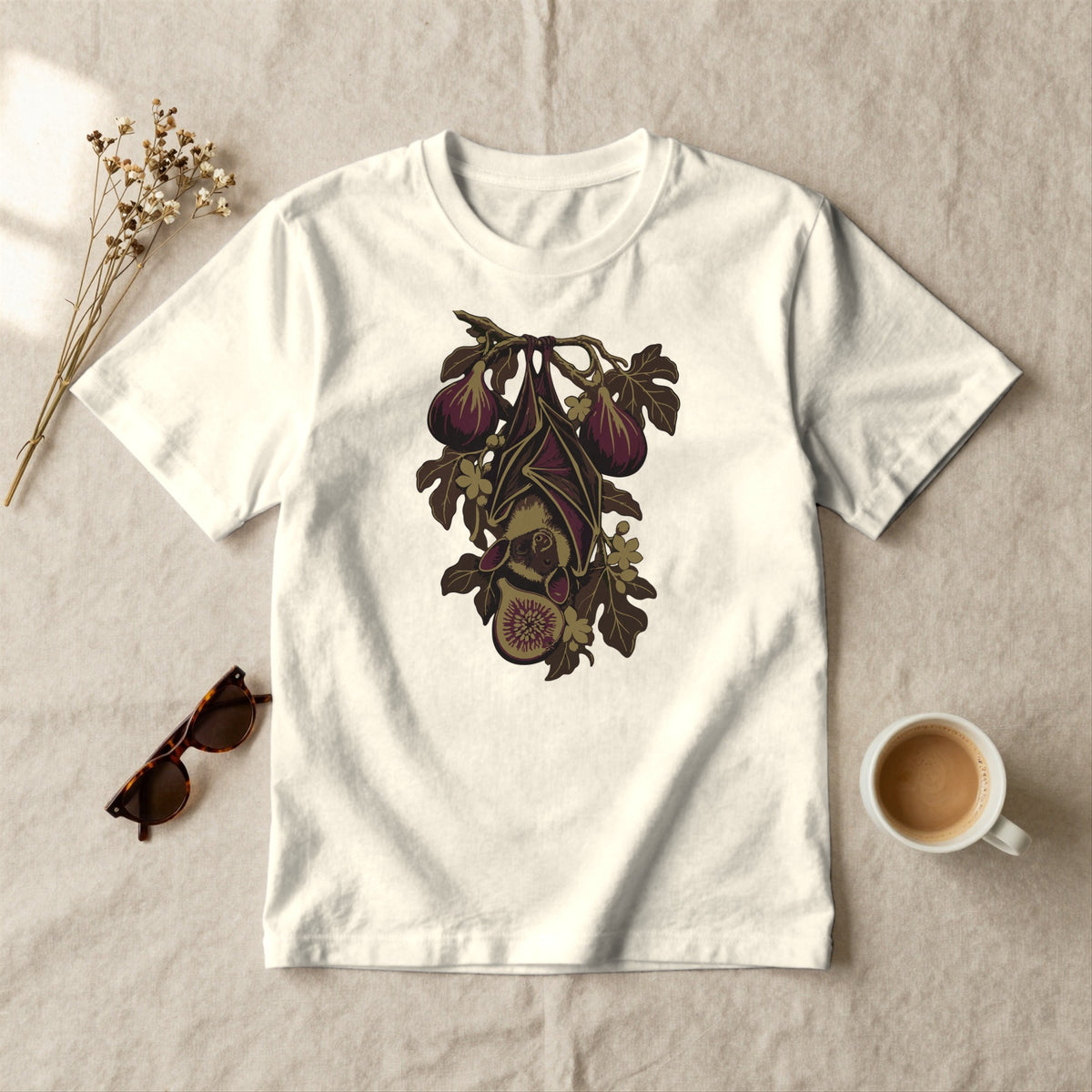 Fruit Bat and Figs - styled flat lay · ivory