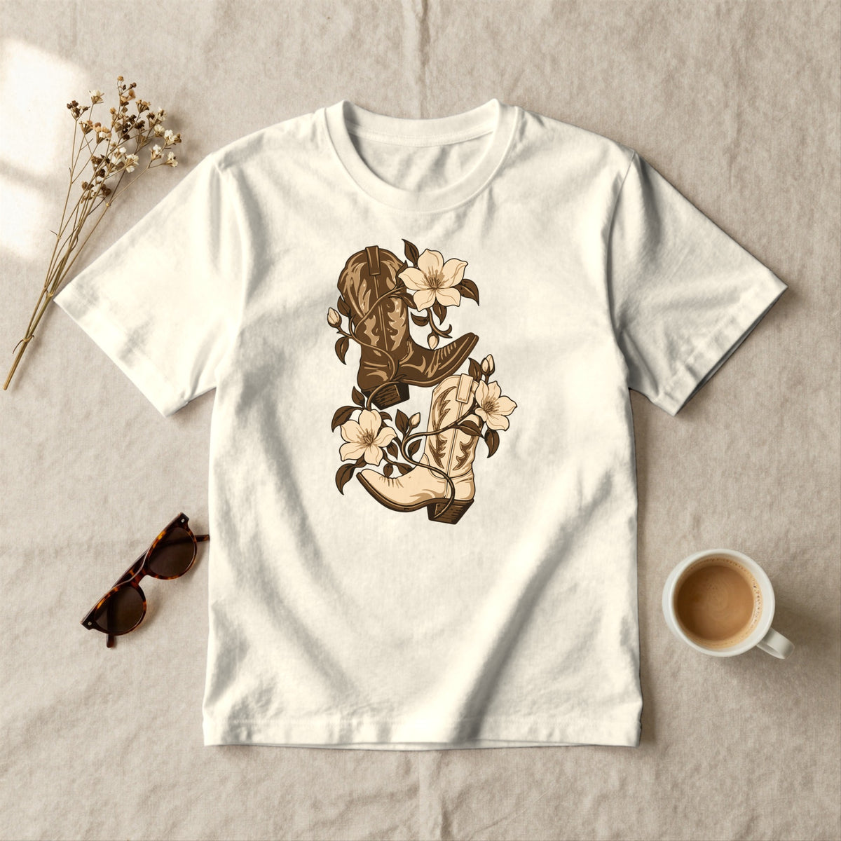 Blooming Boots - styled flat lay · ivory