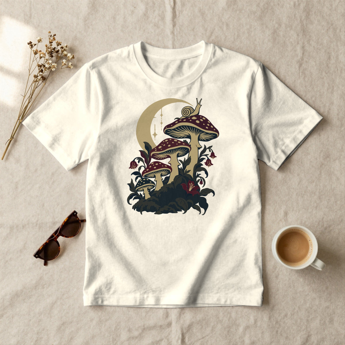 Moonlit Mushrooms - styled flat lay · ivory