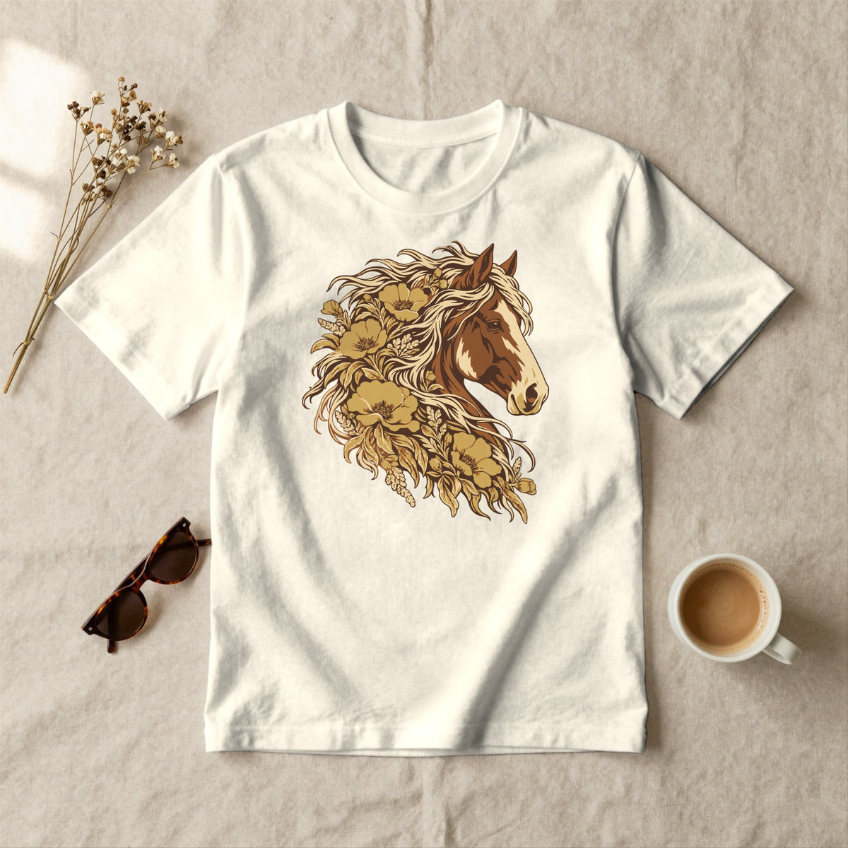 Wildflower Mane Horse - styled flat lay · ivory