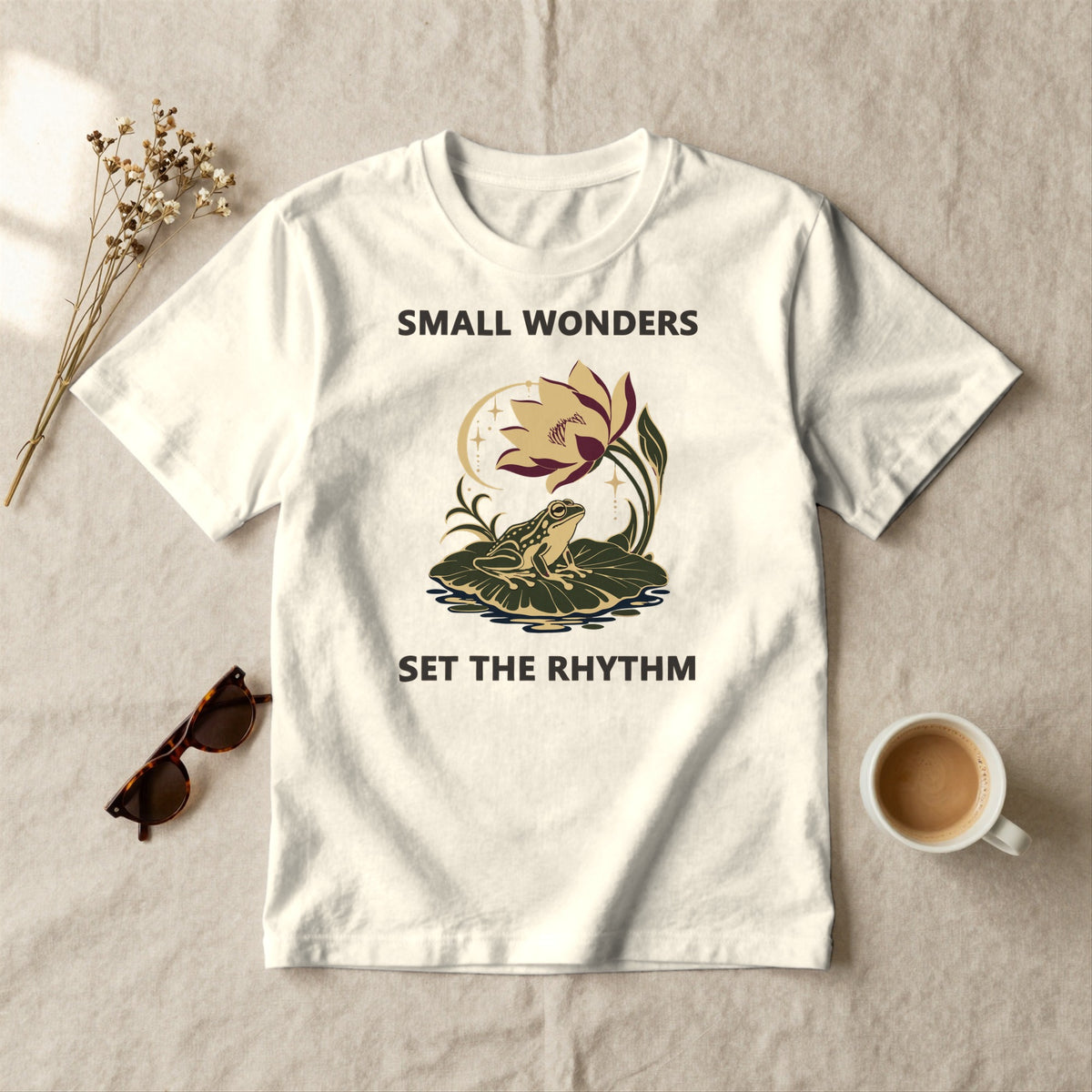 Small Wonders Set the Rhythm - styled flat lay · ivory