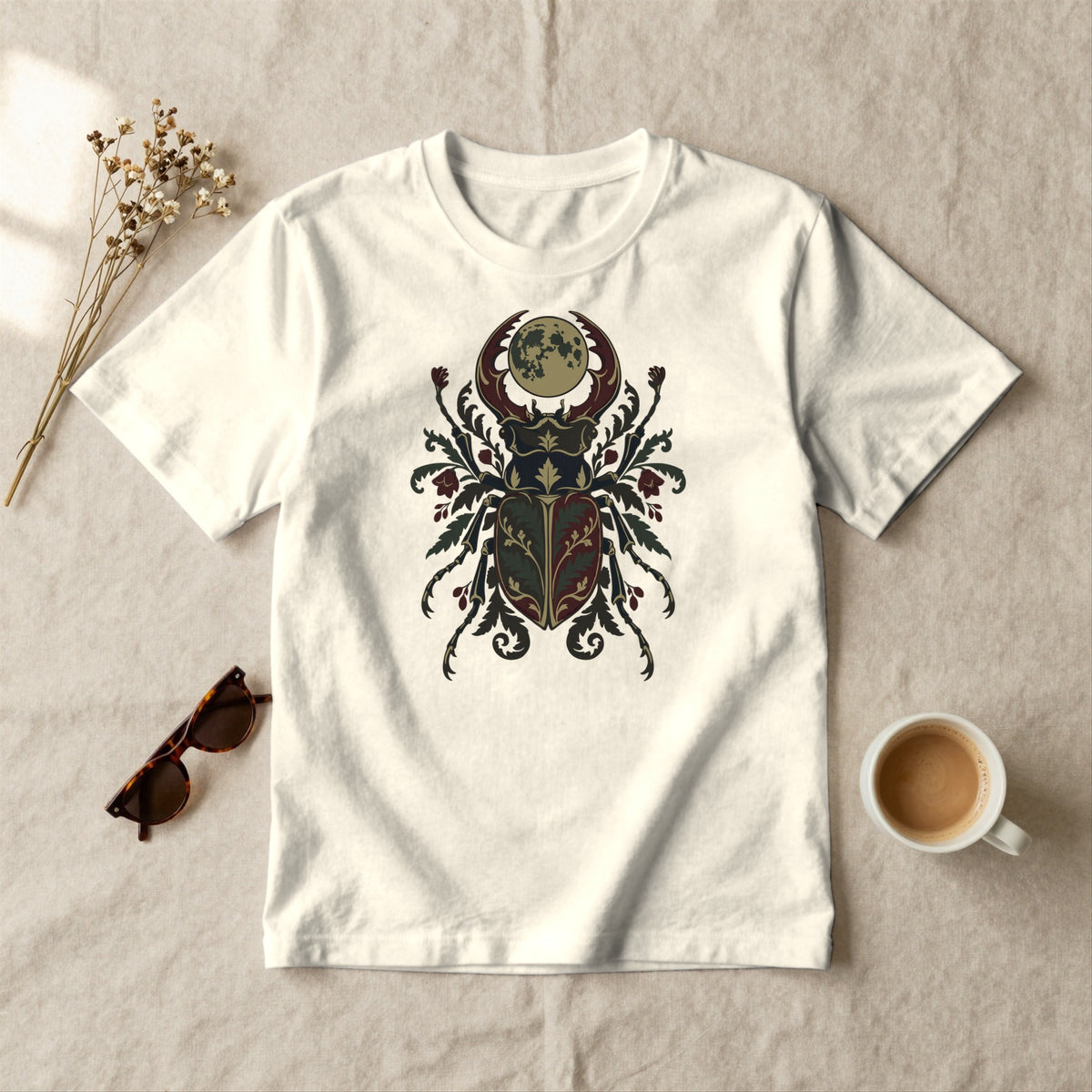 Moon Beetle - styled flat lay · ivory