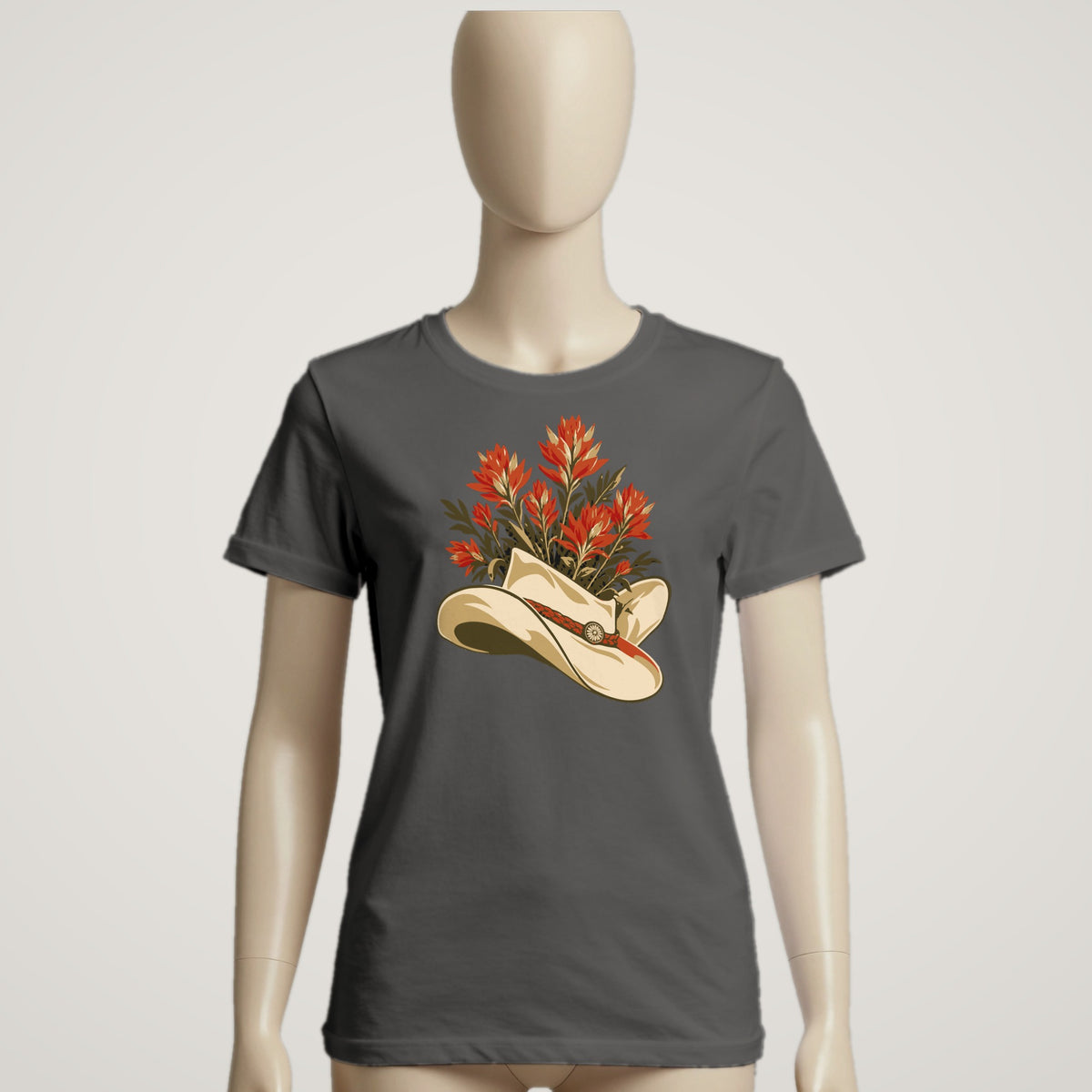 Wildflower Cowboy Hat - female mannequin · pepper
