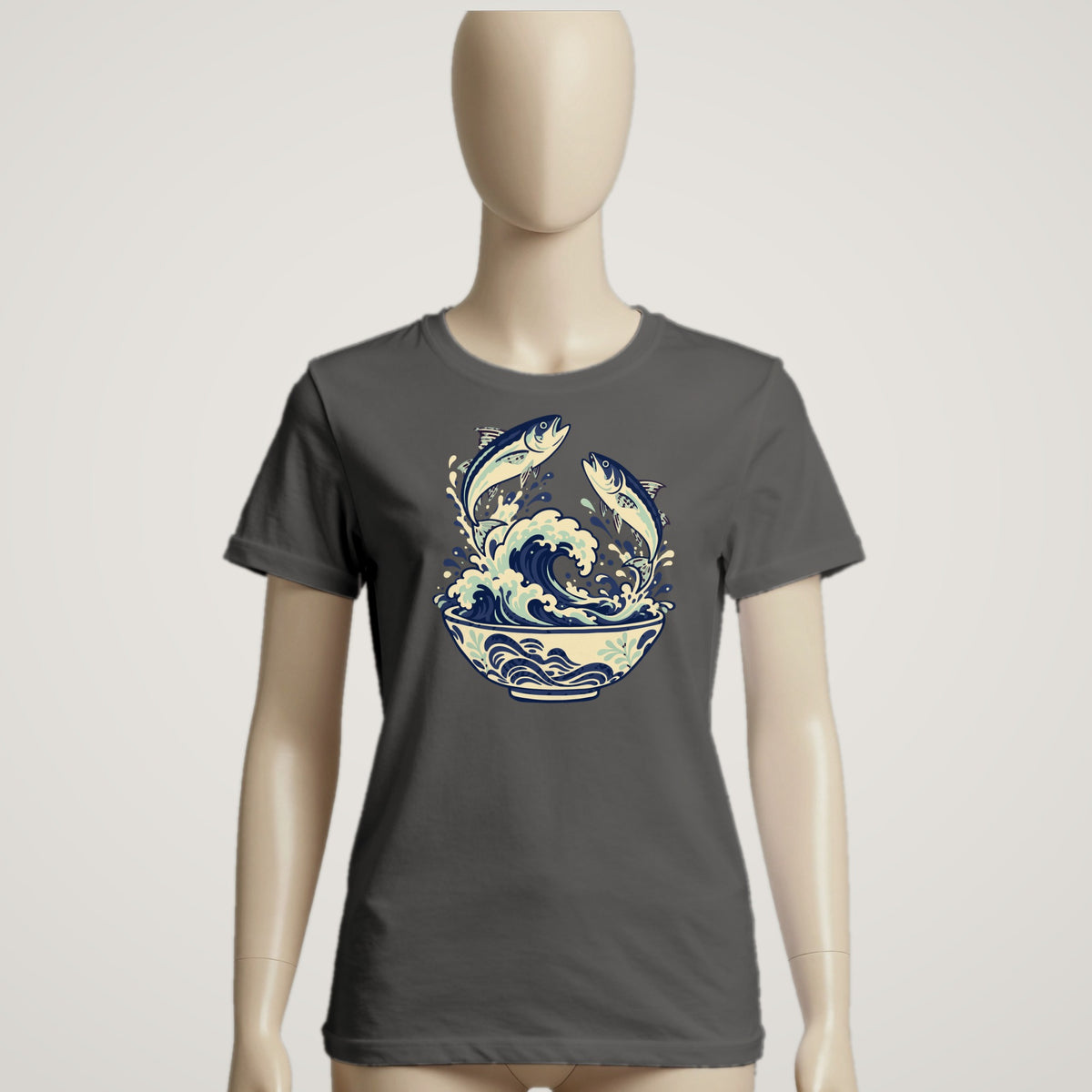 Leaping Fish Wave Bowl - female mannequin · pepper