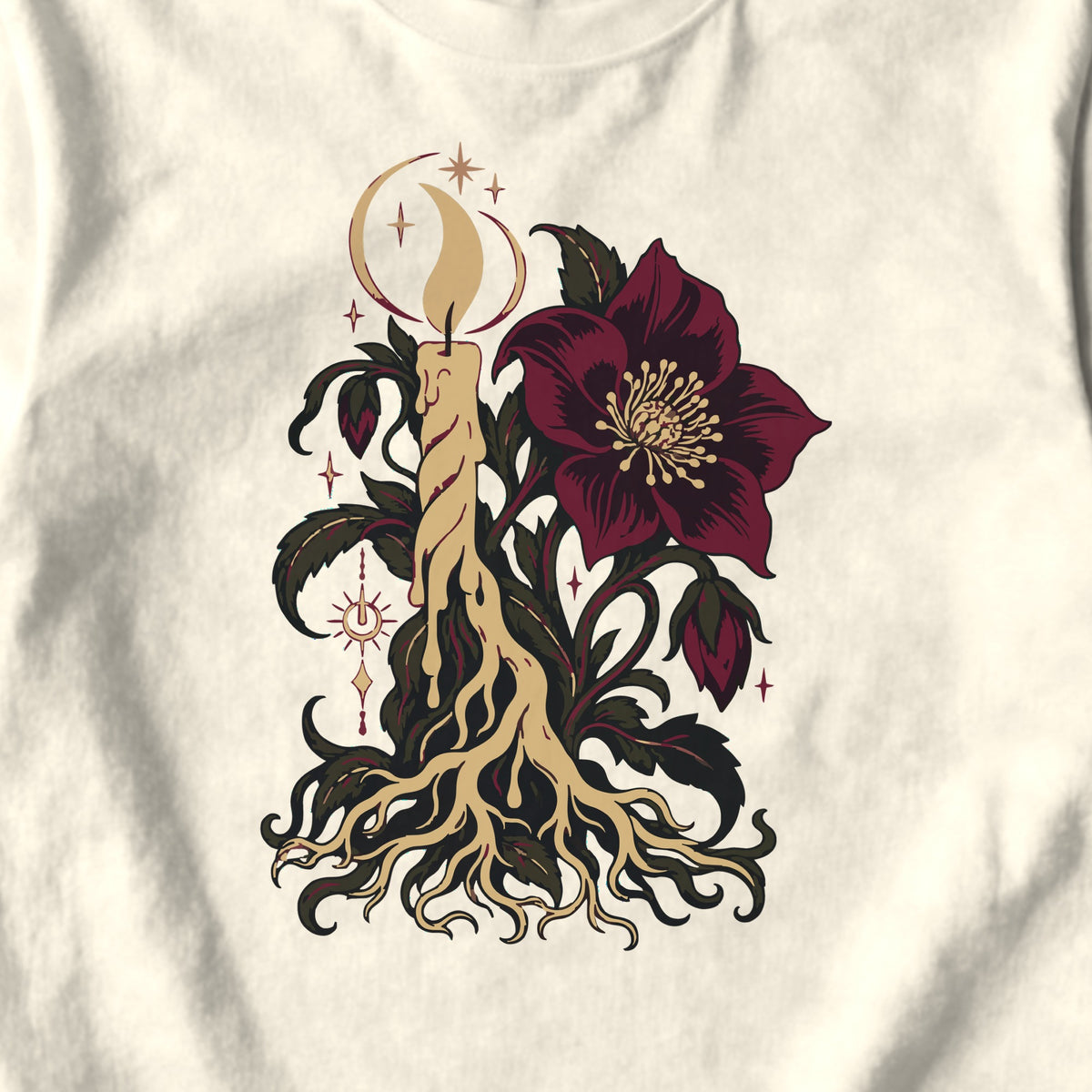 Hellebore Candle - design close-up · ivory