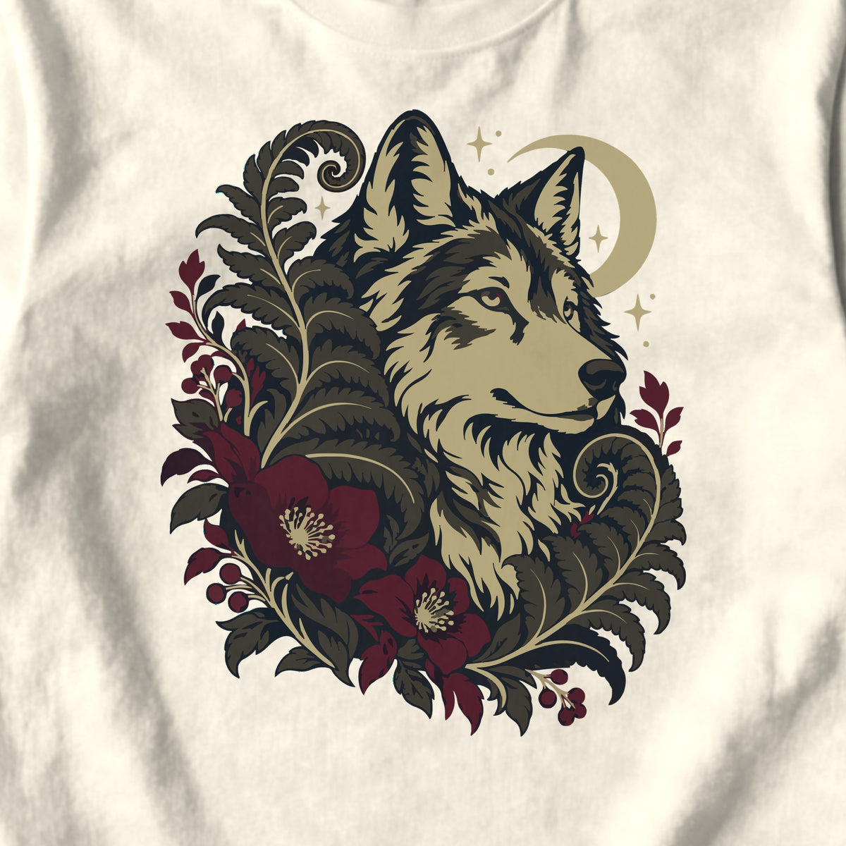 Moonlit Wolf - design close-up · ivory
