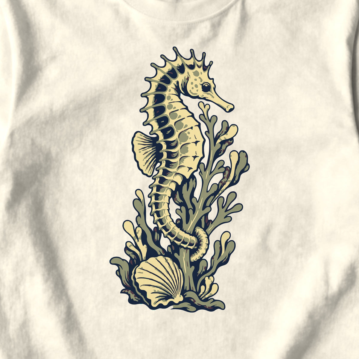 Seahorse and Kelp - design close-up · ivory