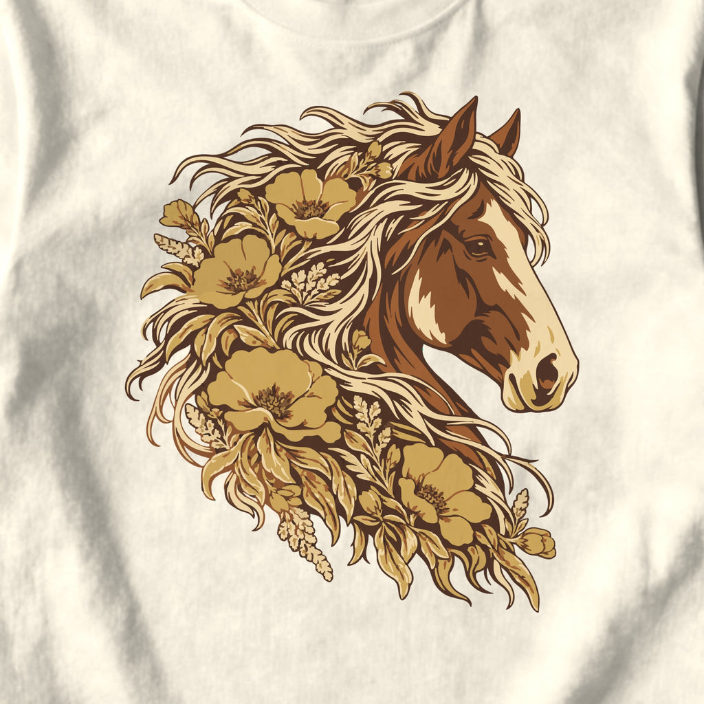 Wildflower Mane Horse - design close-up · ivory