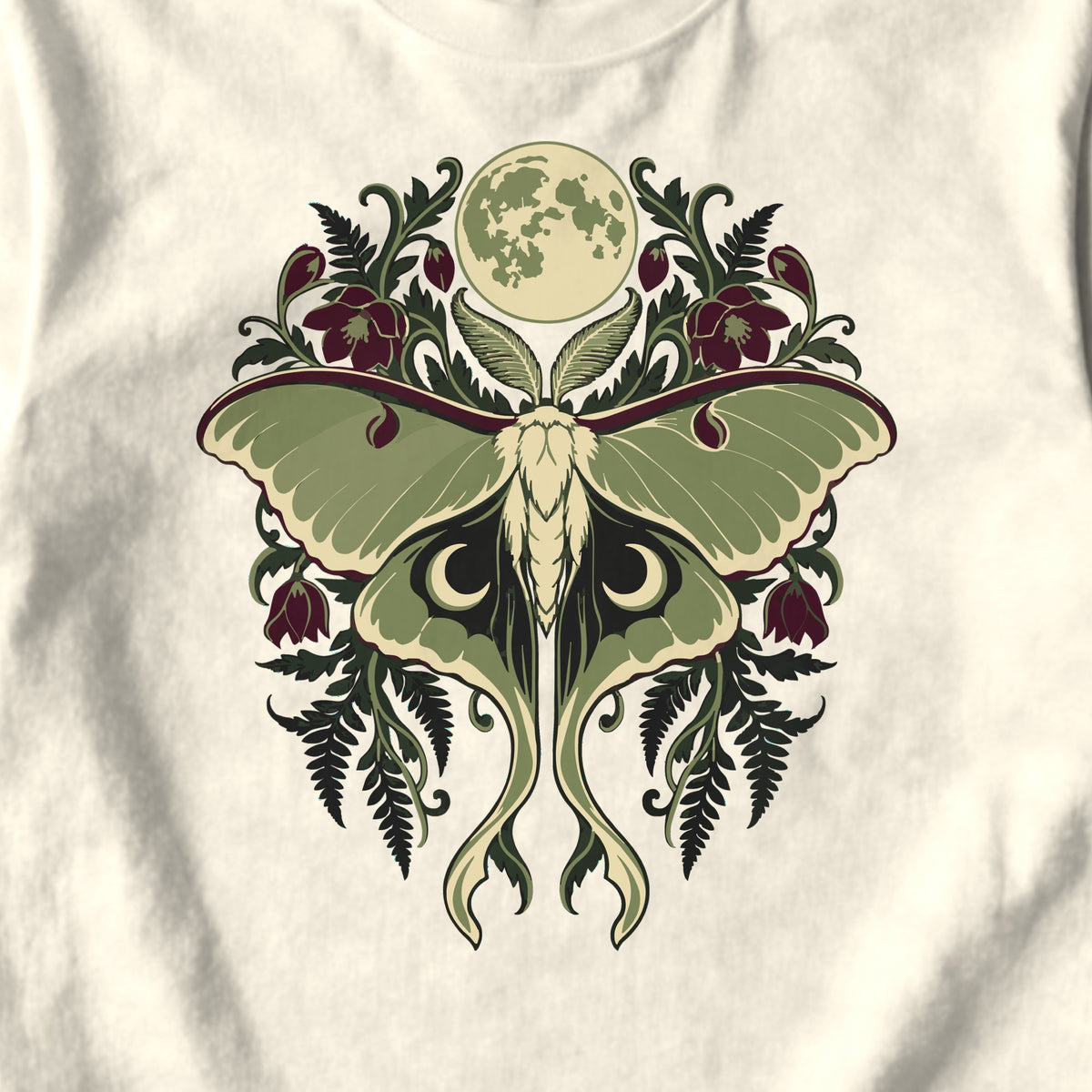 Luna Moth Moon - design close-up · ivory