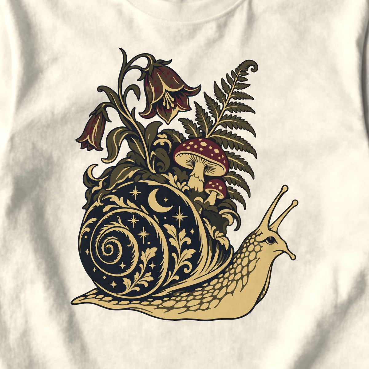 Night Garden Snail - design close-up · ivory