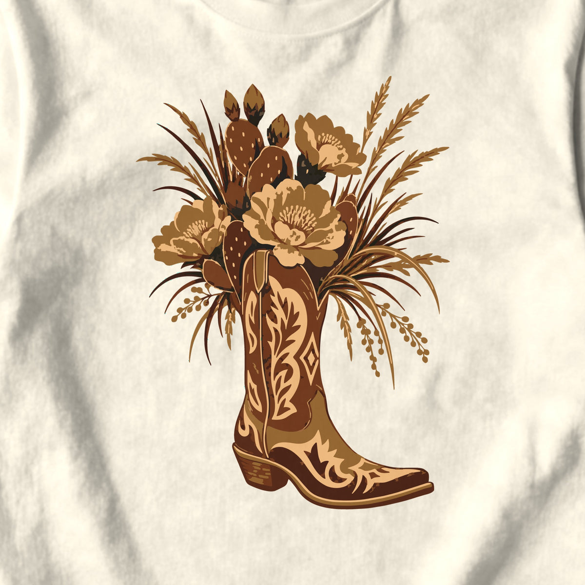 Wildflower Cowboy Boot - design close-up · ivory