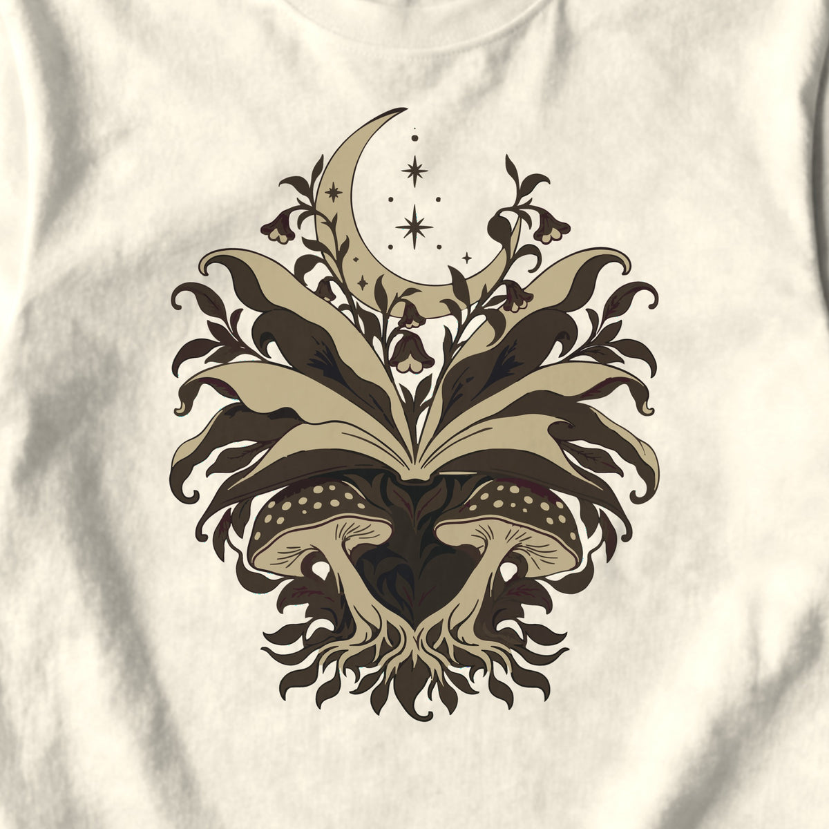 Midnight Toadstools - design close-up · ivory