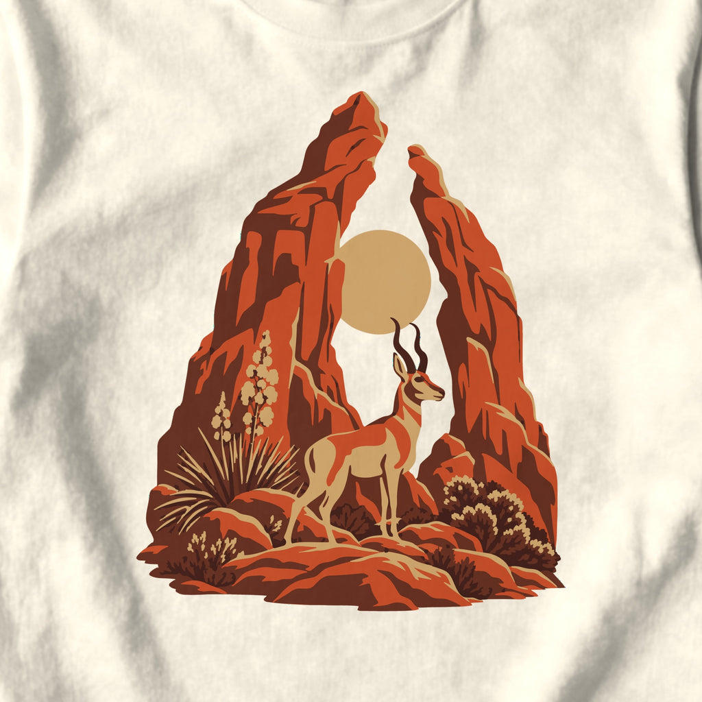 Red Rock Pronghorn - design close-up · ivory