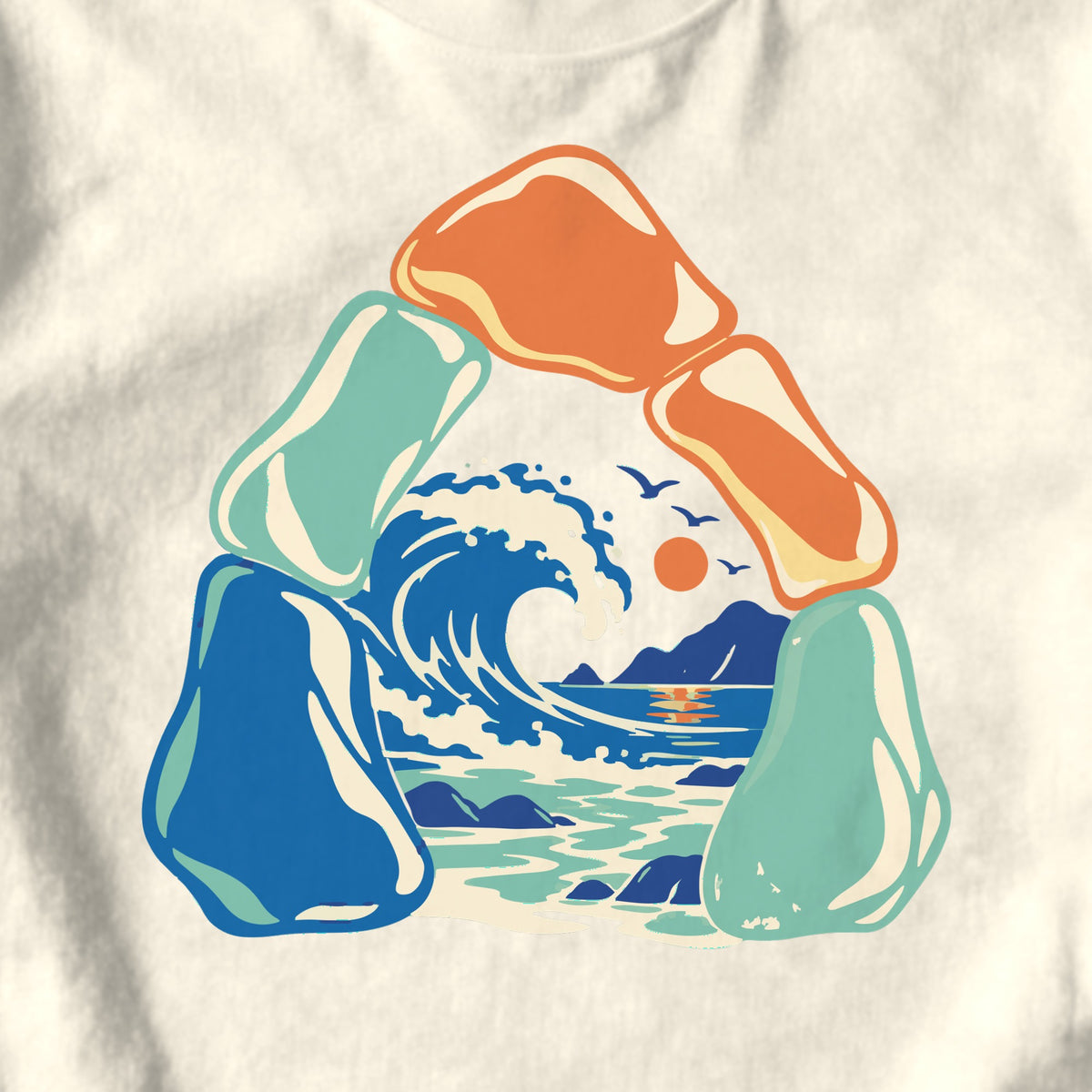 Sea Glass Wave - design close-up · ivory