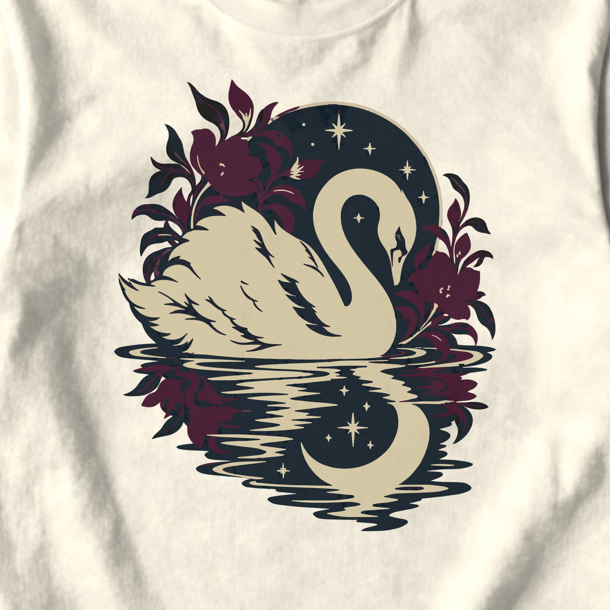 Moonlit Swan - design close-up · ivory