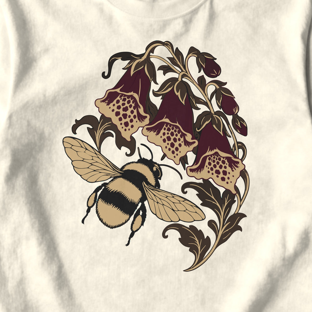 Foxglove Bumblebee - design close-up · ivory