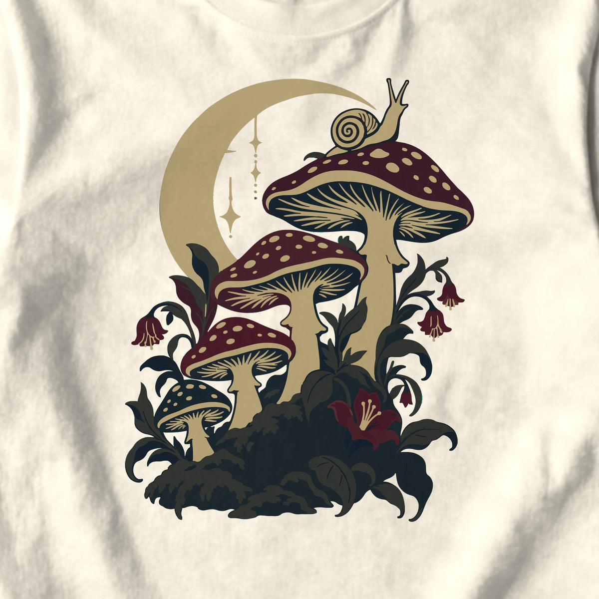 Moonlit Mushrooms - design close-up · ivory
