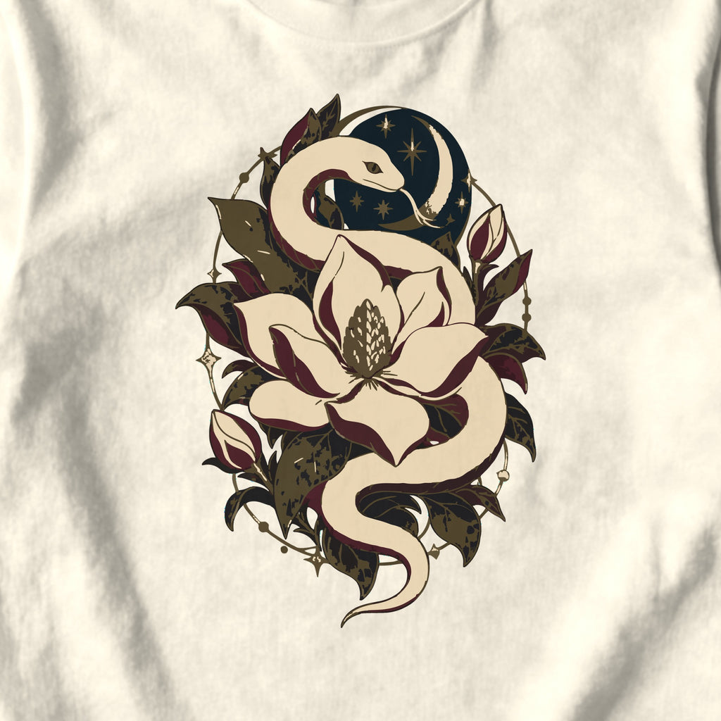 Serpent and Magnolia - design close-up · ivory