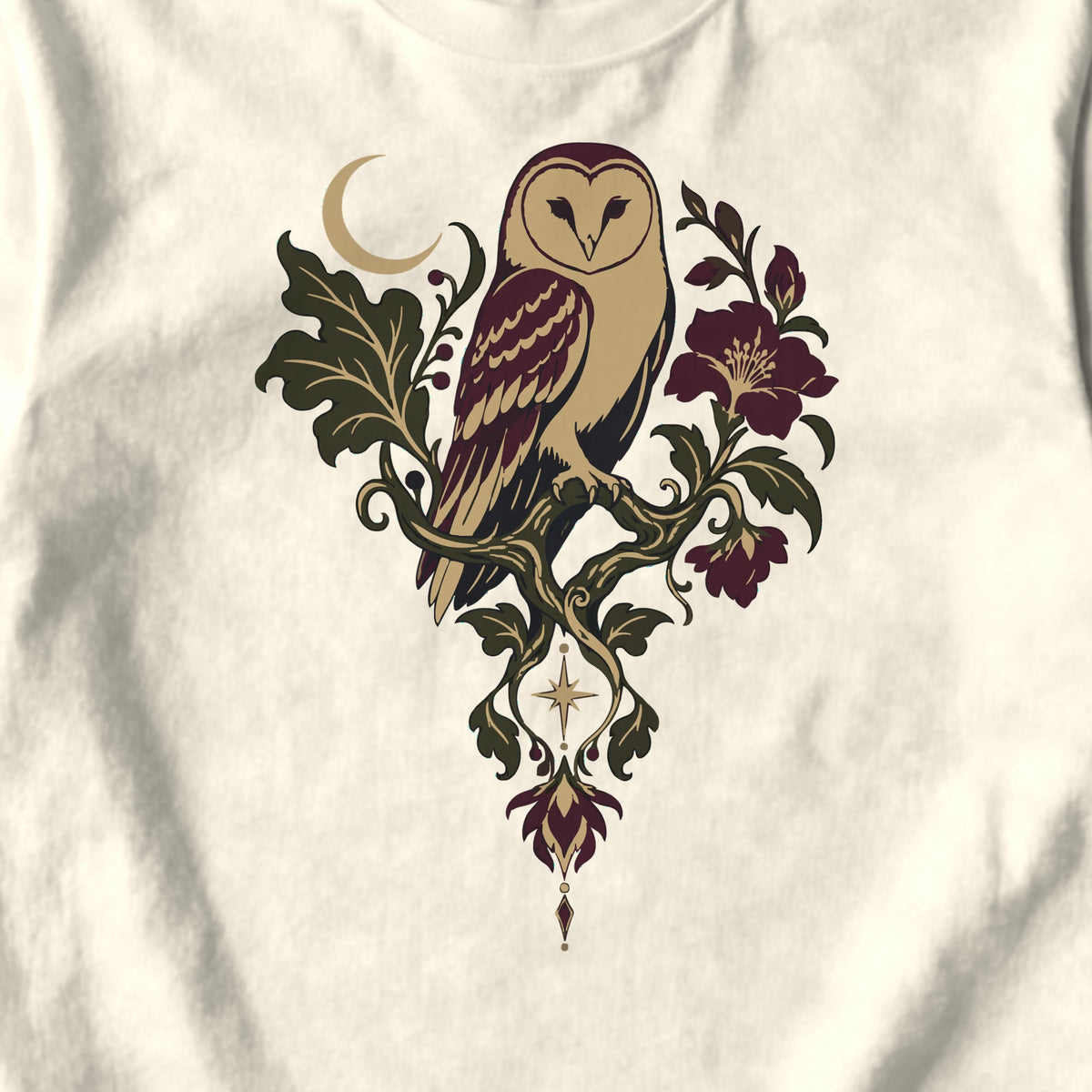 Barn Owl Crescent - design close-up · ivory