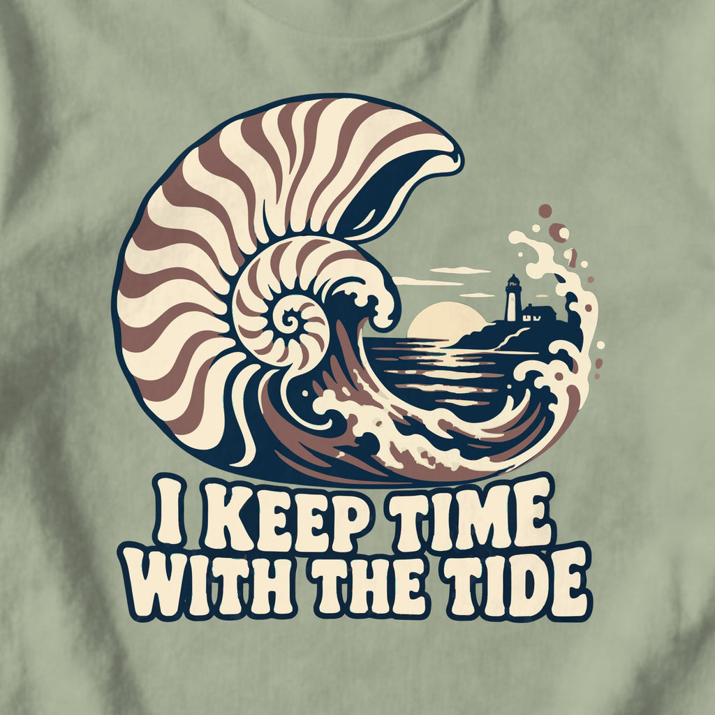 I Keep Time with the Tide - design close-up · sage