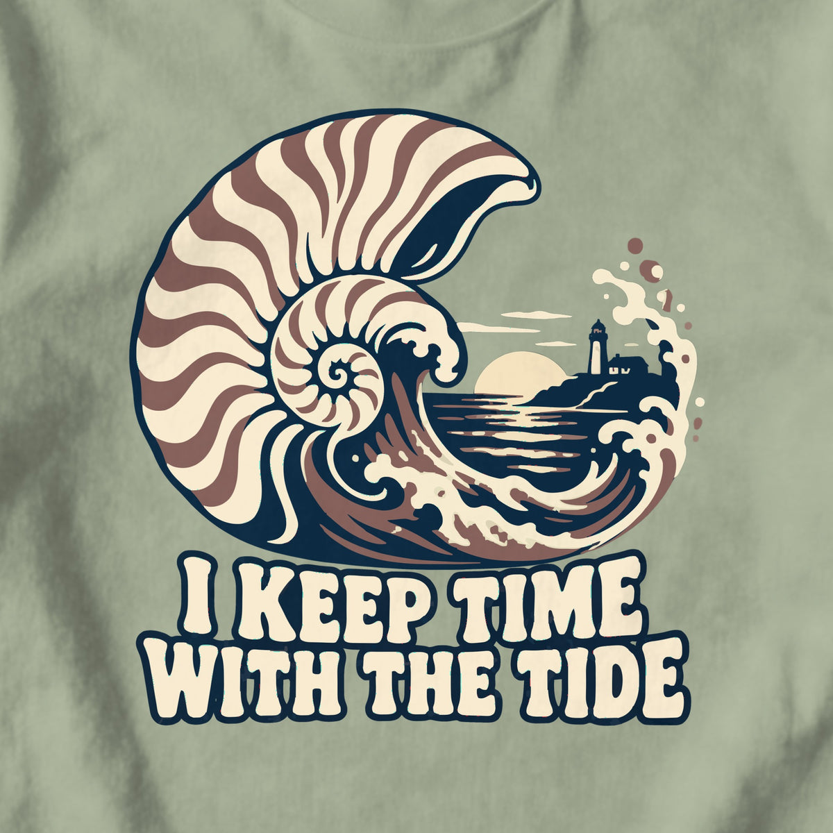 I Keep Time with the Tide - design close-up · sage