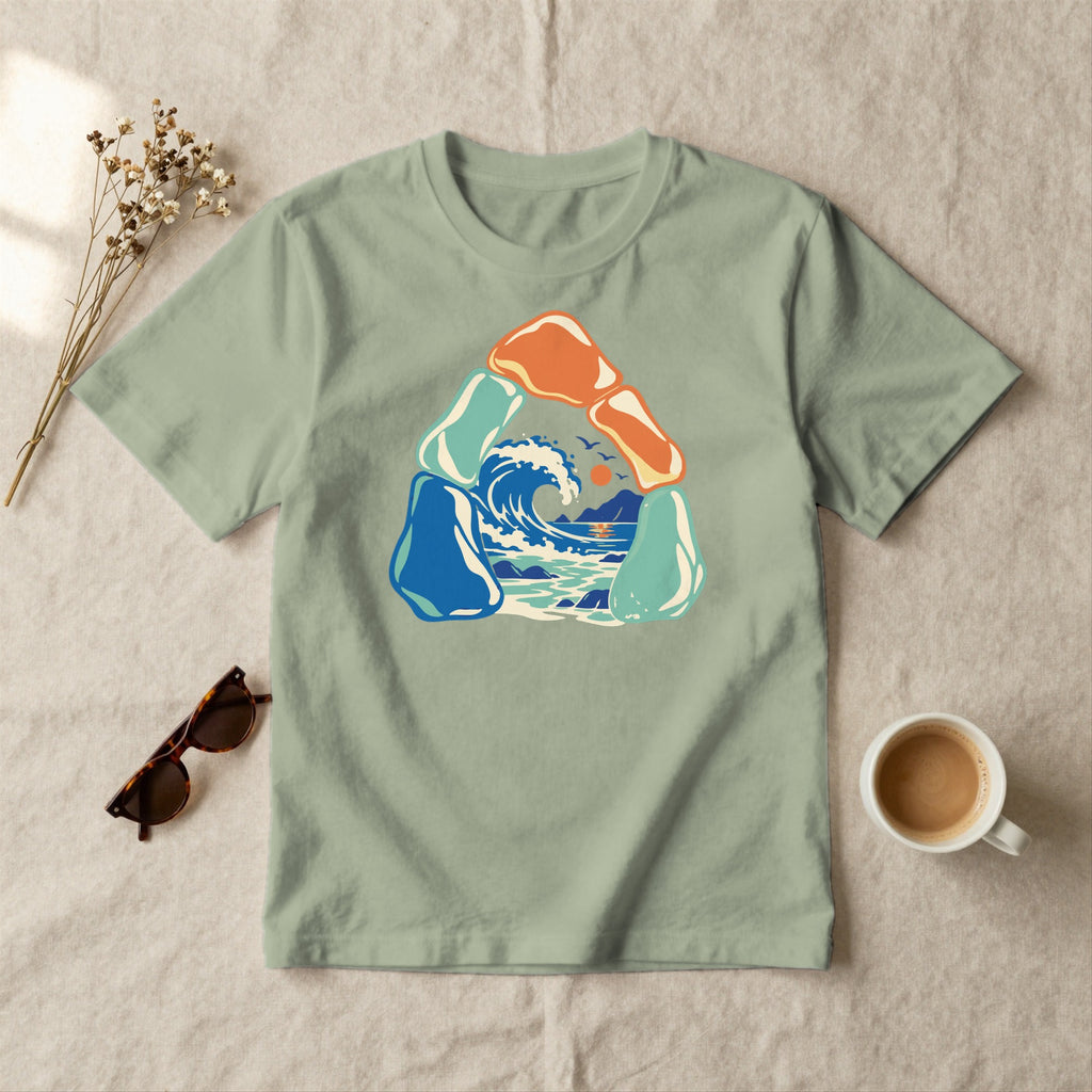 Sea Glass Wave - styled flat lay · sage