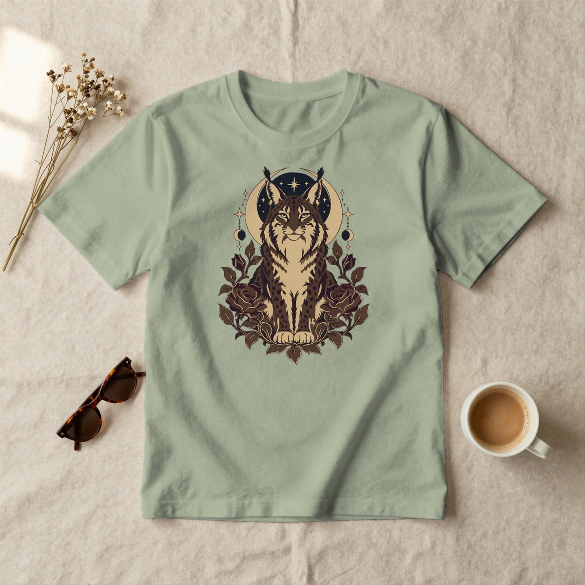 Moon Lynx - styled flat lay · sage