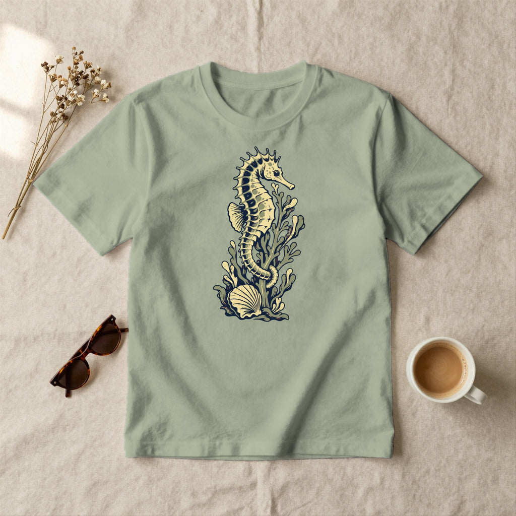 Seahorse and Kelp - styled flat lay · sage