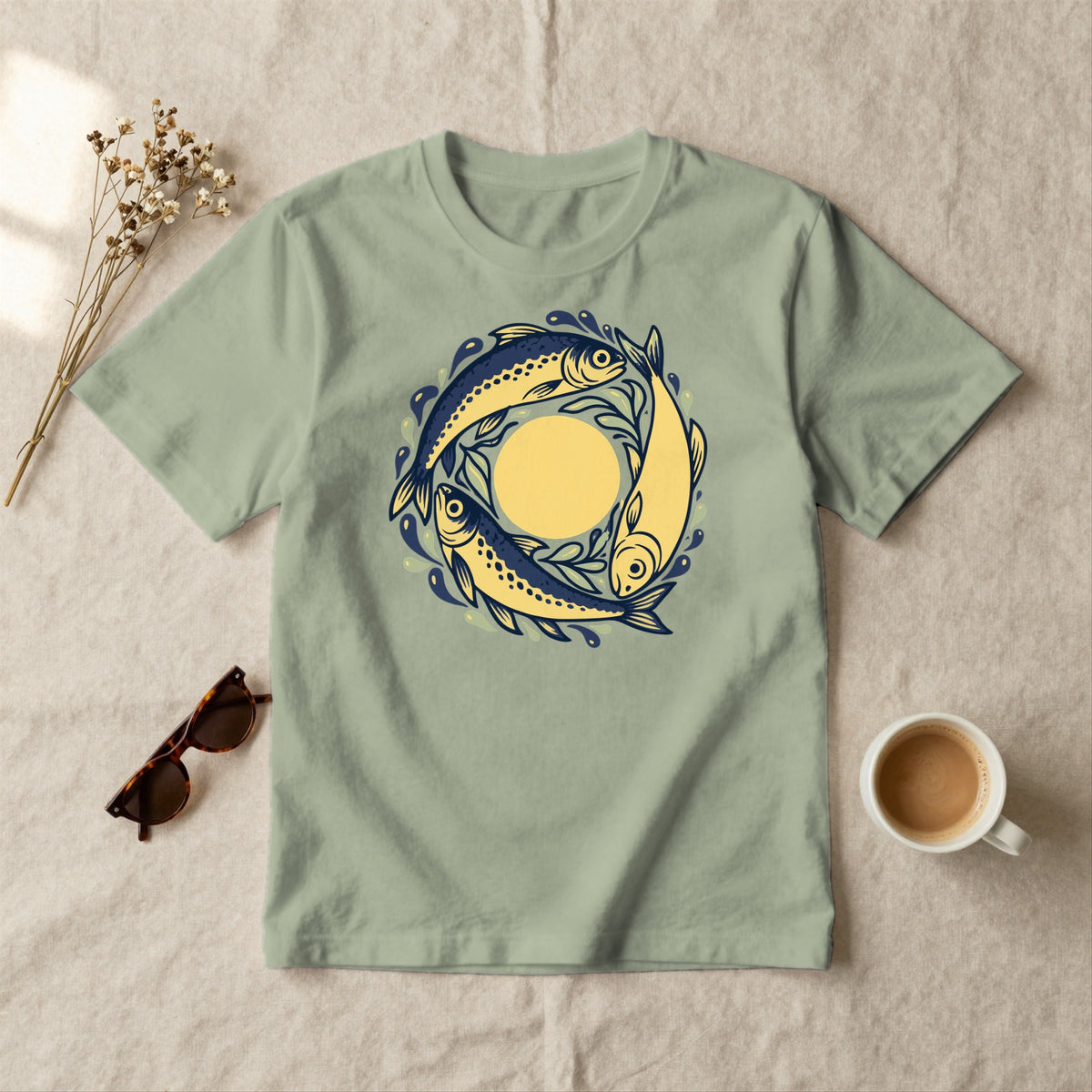 Sardine Sun - styled flat lay · sage