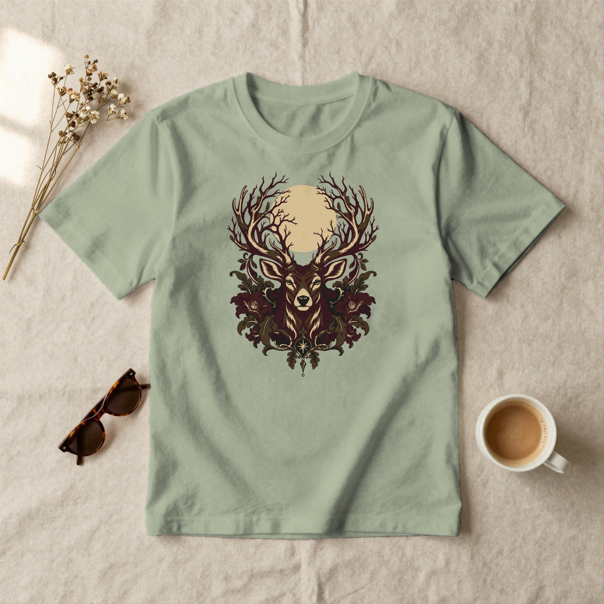 Moon Stag - styled flat lay · sage
