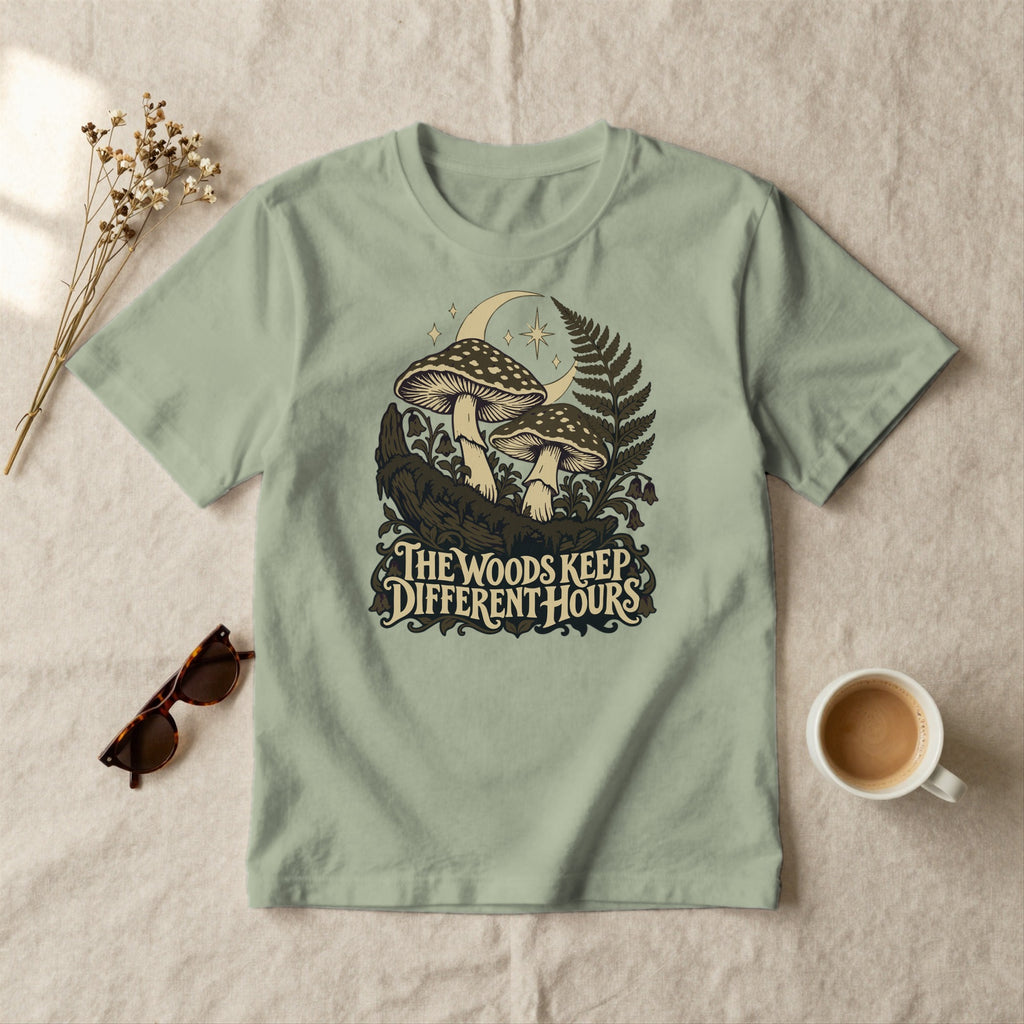 The Woods Keep Different Hours - styled flat lay · sage