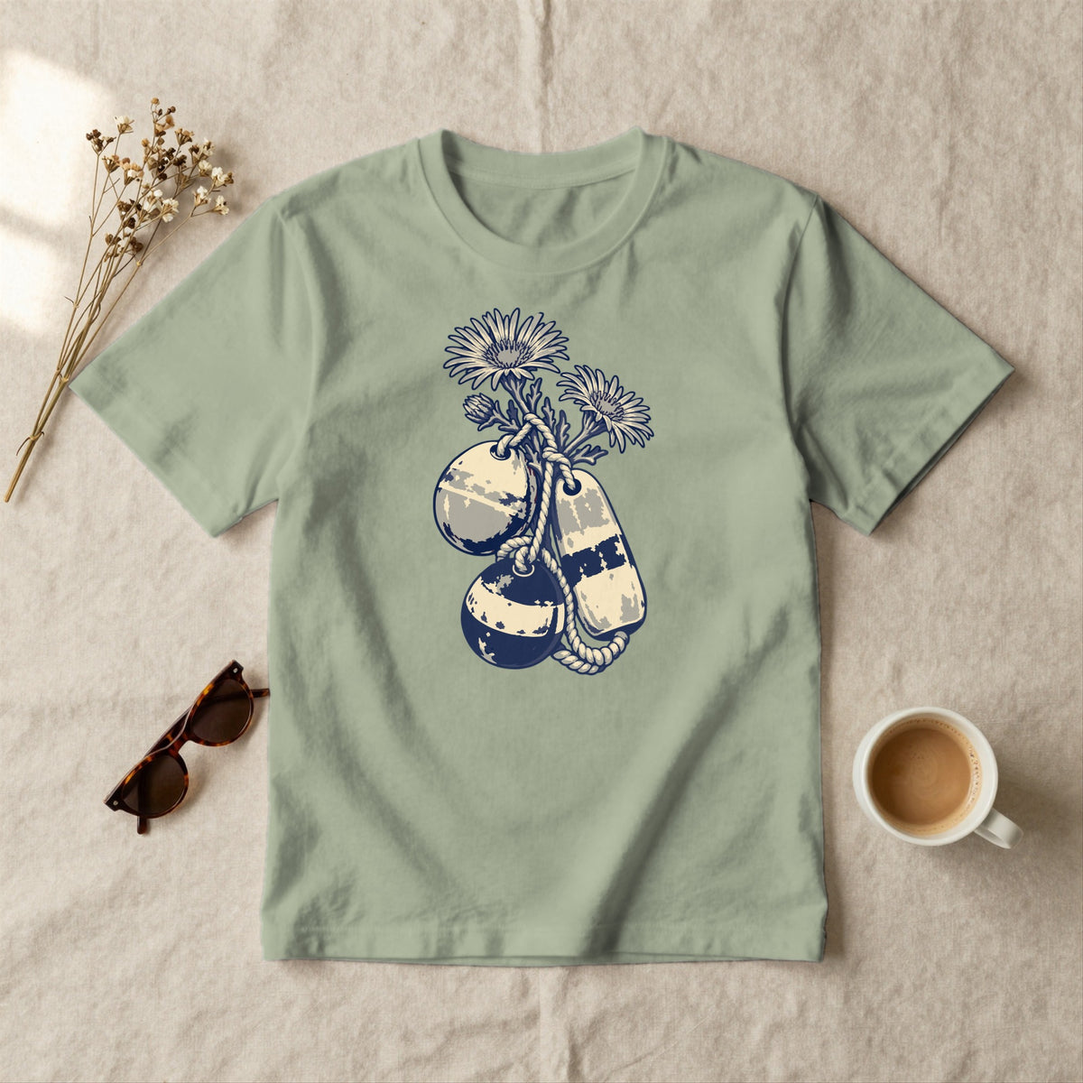Buoys and Wildflowers - styled flat lay · sage