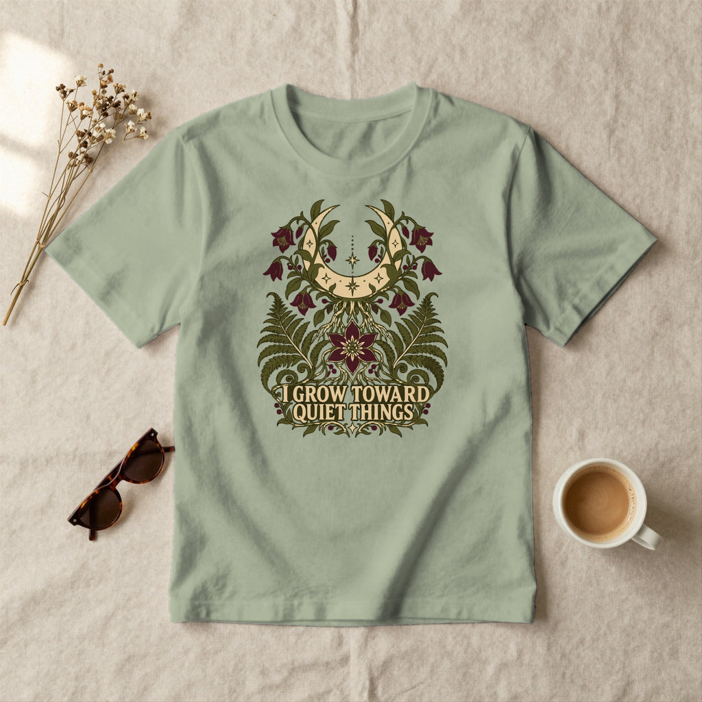 I Grow Toward Quiet Things - styled flat lay · sage