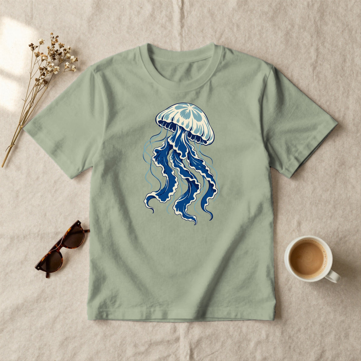 Moon Jellyfish - styled flat lay · sage
